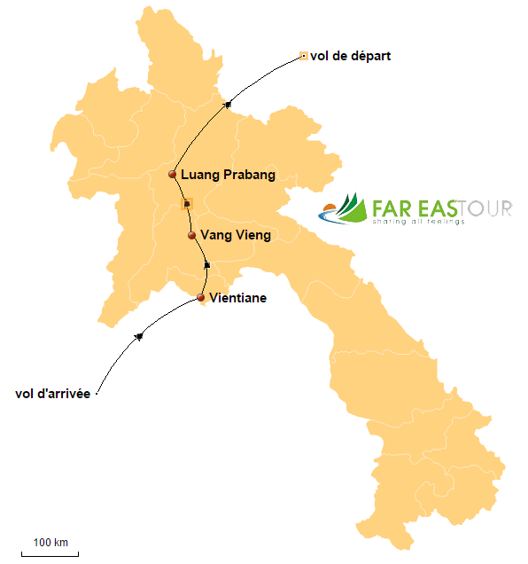 carte du circuit au Laos en une semaine